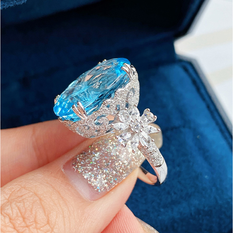 High-End-große Karat Aquamarin Imitation Diamant Burst Flash neue voller Diamanten offenen Ring weiblich_voghion.com