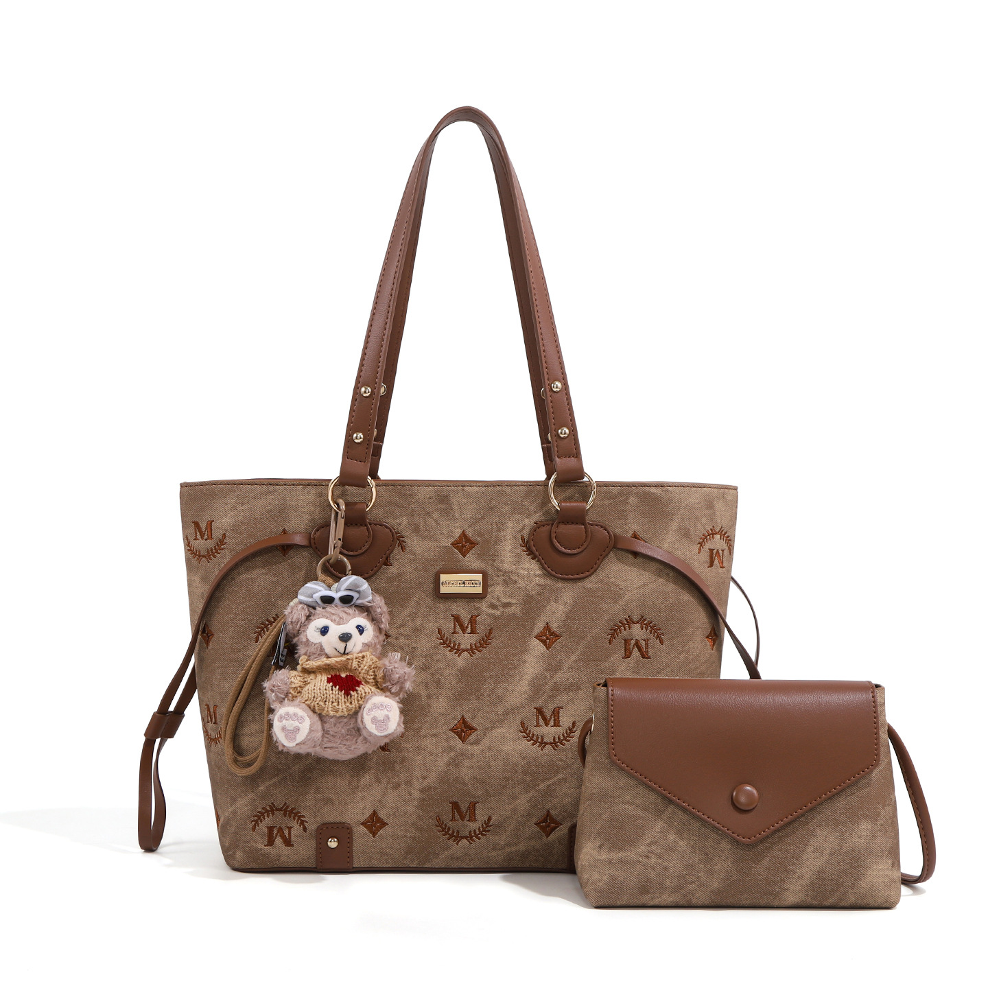 复古刺绣子母托特包2025新款大容量时尚休闲通勤单肩大包