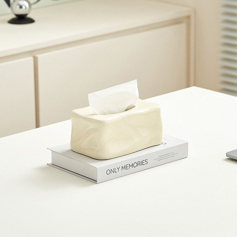Creative Glacier Ceramic Tissue Box Home Living Room Coffee Table Desktop Paper Box Light Luxury Advanced Niche Paper Box