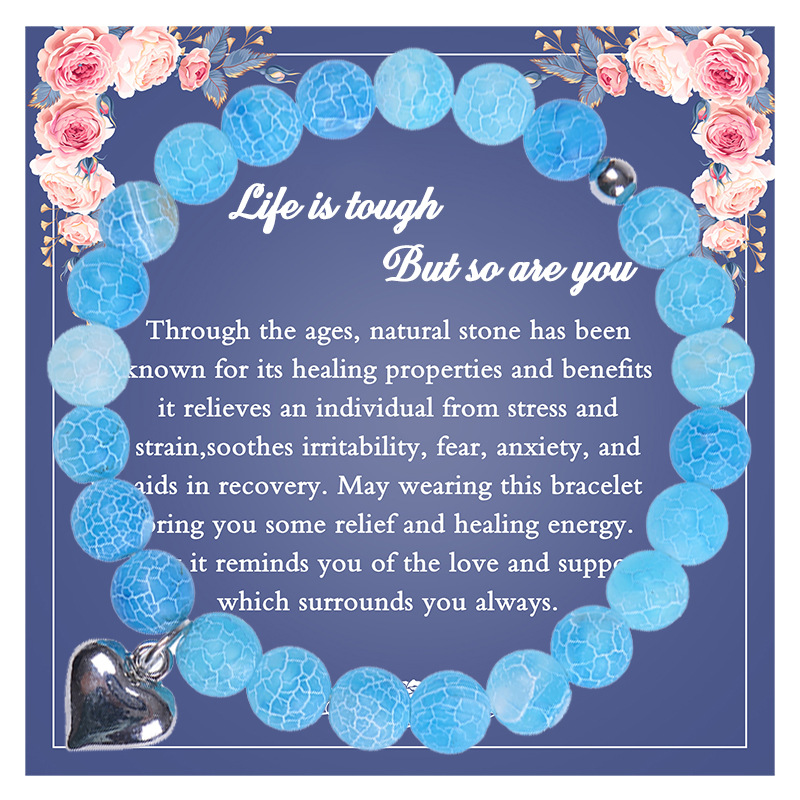 Fashion Heart Shape natural stone Agate Beaded Bracelets 1 Piece