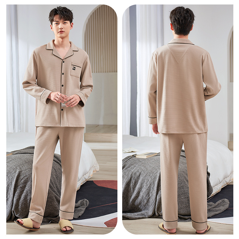 Pijamas de los hombres de otoño e invierno 100% algodón de manga larga 2023 nuevo algodón desgaste del hogar de primavera y otoño más tamaño traje