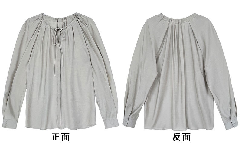 领口系带衬衫正反面