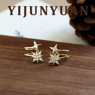 时尚精致小巧微镶锆石八芒星耳夹女无耳洞耳饰轻奢高级感阻力耳夹
