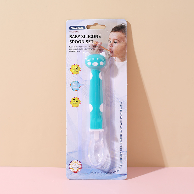 Bebé recién nacido cuchara de silicona cuchara de alimentación bebé alimentación arroz fideos dibujos animados cuchara pequeña niños suplemento alimenticio vajilla