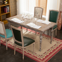 做旧木桌摄影美式乡村餐桌组合禅意实木茶几餐厅简约长方桌会议室