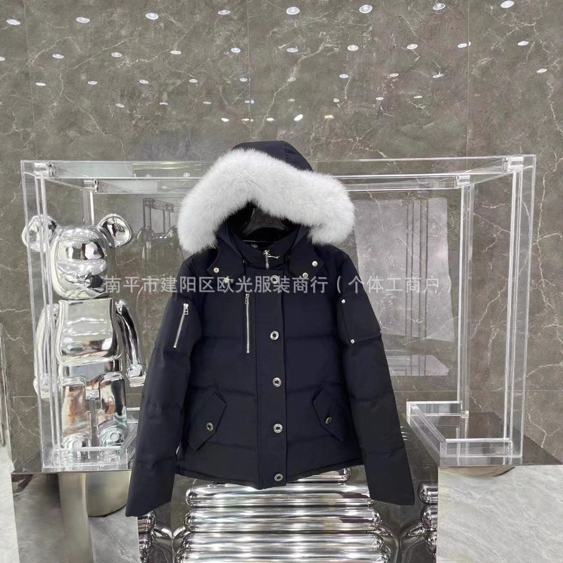 Cross-Border Moose Silver Scissors down Jacket 05 Women's 06 Men's 3Q Fox Fur Canadian Same Style Parka