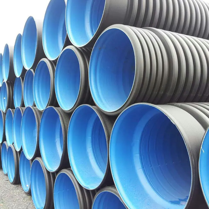 hdpe双壁波纹管黑色聚乙烯大口径dn400PE污水管市政工程排污管道