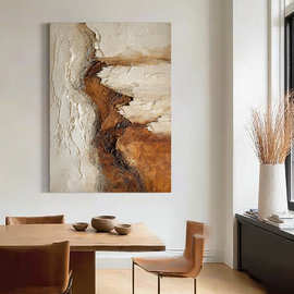 《岩迹》大芬村手绘油画客厅中古风抽象画玄关肌理装饰餐厅挂画