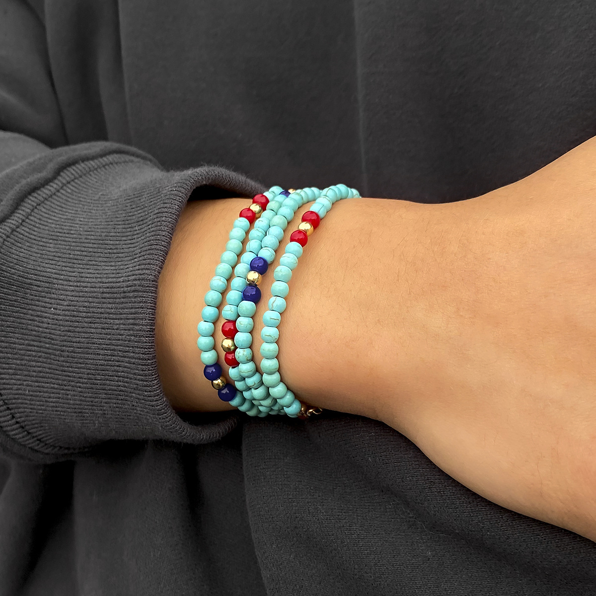 Fashion Multicolor turquoise Agate Beaded Bracelets 1 Piece