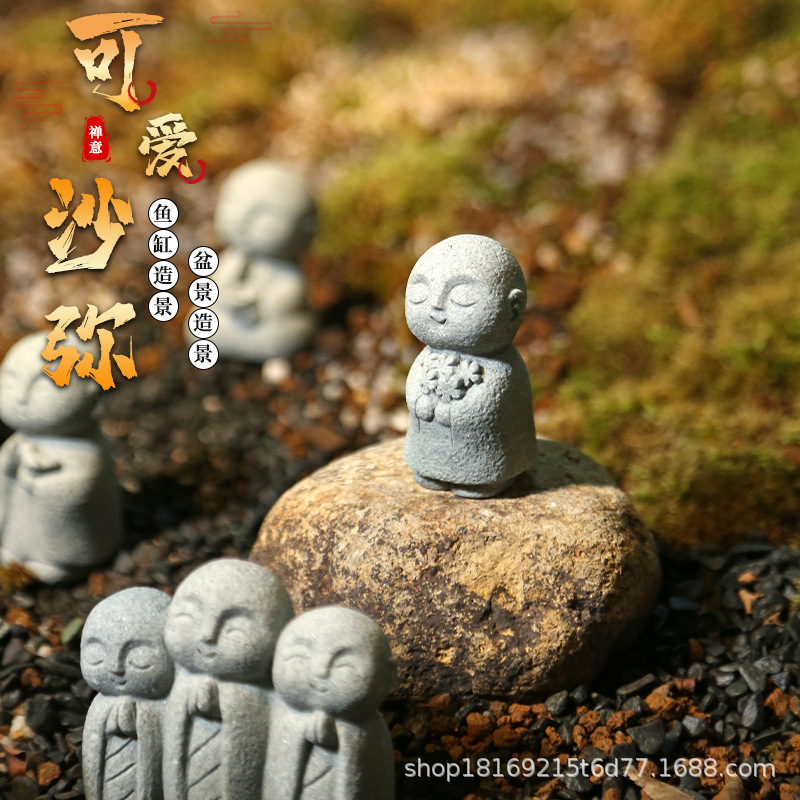 Rockery fish tank ornaments submerged bottom landscaping decorations circulating flowing water ancient style cute small Buddha figure micro landscape Rockery fish tank ornaments submerged bottom landscaping decorations circulating flowing water ancient style cute small Buddha figure micro landscape