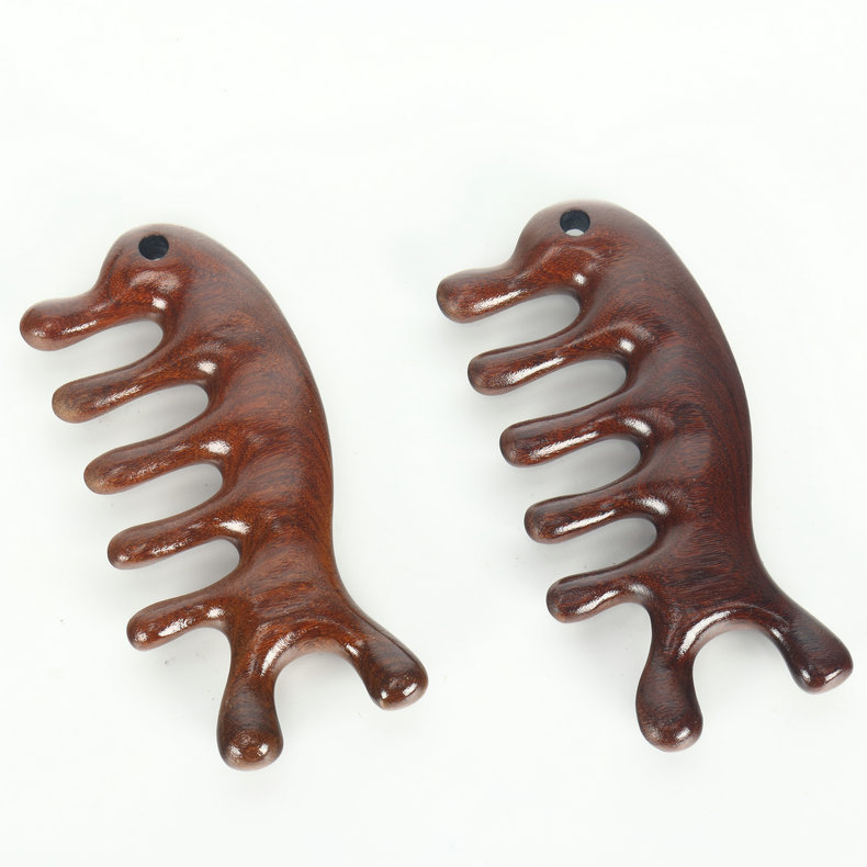 Peine de masaje multifuncional Peine de sándalo verde Peine de disco facial de ojos Peine de masaje de cuero cabelludo de cinco dientes Peine de meridiano de sándalo