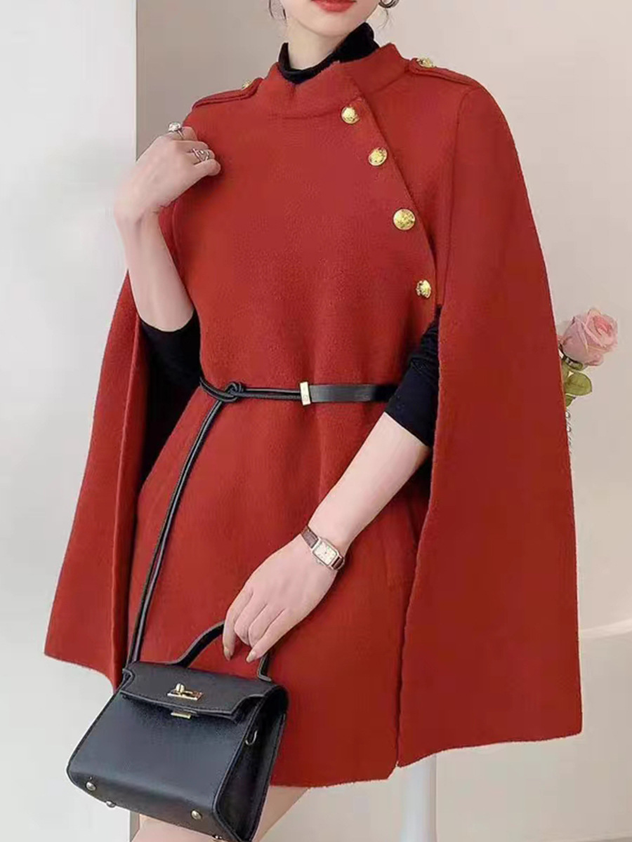 Nuevo abrigo de lana de doble cara tejido para mujer, otoño e invierno 2024, con un toque de alta gama, cinturón, estilo francés, estilo Chanel, suéter tipo capa.