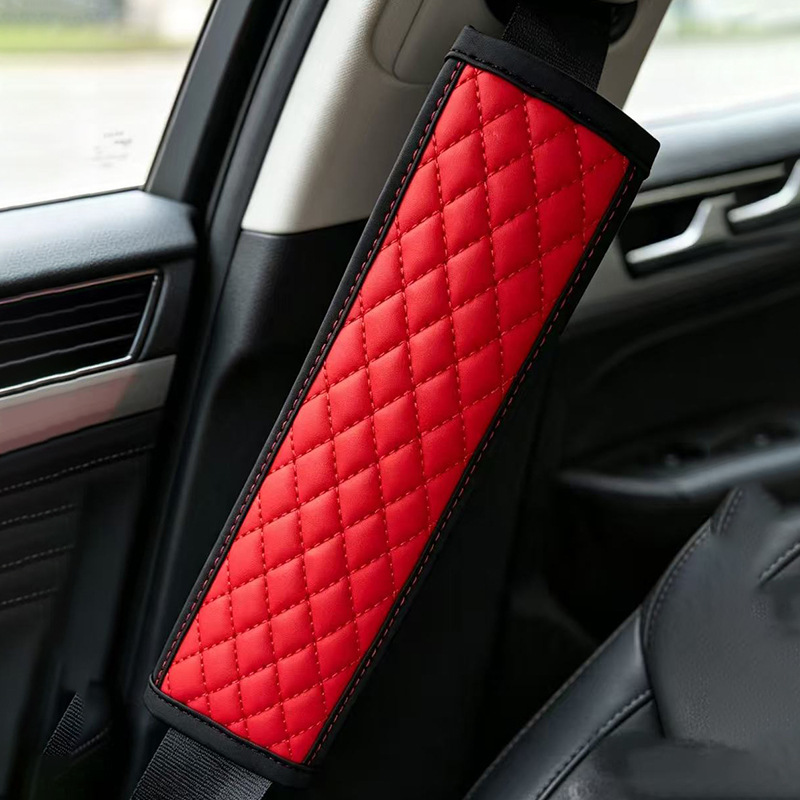Cross-border diamond quilted leather shoulder pad, comfortable and breathable seatbelt protector, car seatbelt shoulder pad