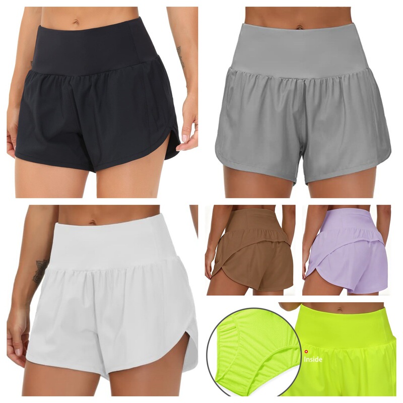 Cross-Border Amazon Best-Selling Women's Sports Running Shorts High-Waisted Two-Piece Yoga Pants with Zipper Pockets Cross-Border Amazon Best-Selling Women's Sports Running Shorts High-Waisted Two-Piece Yoga Pants with Zipper Pockets