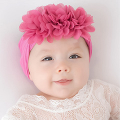 歐美新款寶寶尼龍髮飾嬰幼兒不傷膚三朵小花頭巾兒童髮帶hairband
