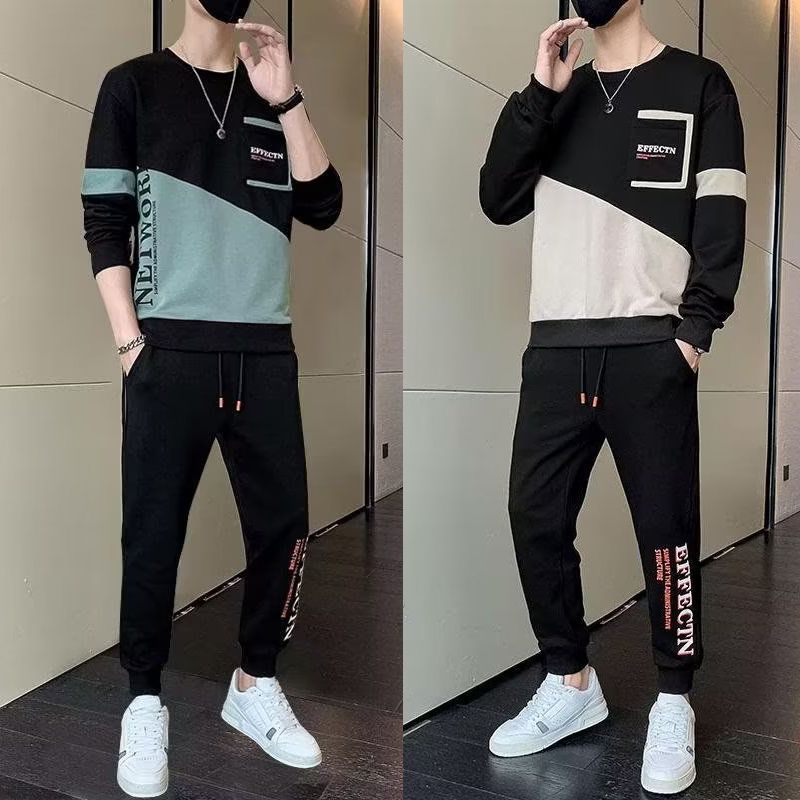 Men's Cross-Border Casual Sports Suit Set, 2026 New Spring and Autumn Trendy Handsome Long-Sleeved Sweatshirt Set
