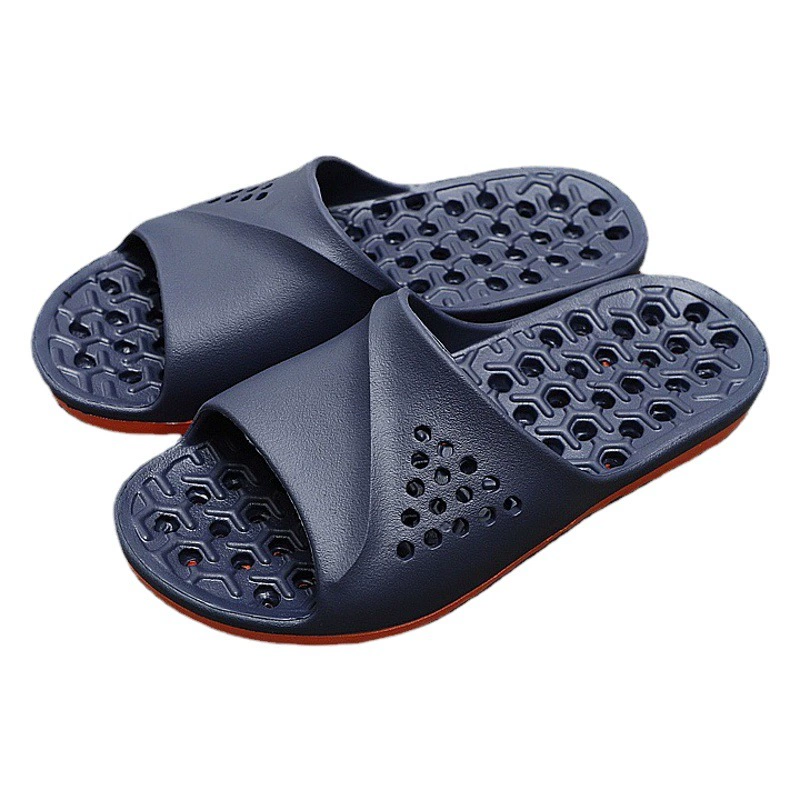 Двухцветные тапочки для мужчин, гостиничные принадлежности, домашние тапочки для ванной, летние полые тапочки для ванной с защитой от скольжения, удобные для домашнего использования