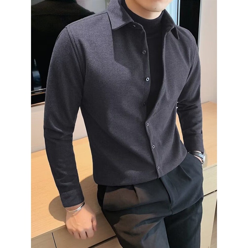 Suit Collar Fake Two-Piece Shirt Sweater Jacket Men's Autumn and Winter Style Korean Style Slim and Handsome Men's Knitted Cardigan Suit Collar Fake Two-Piece Shirt Sweater Jacket Men's Autumn and Winter Style Korean Style Slim and Handsome Men's Knitted Cardigan