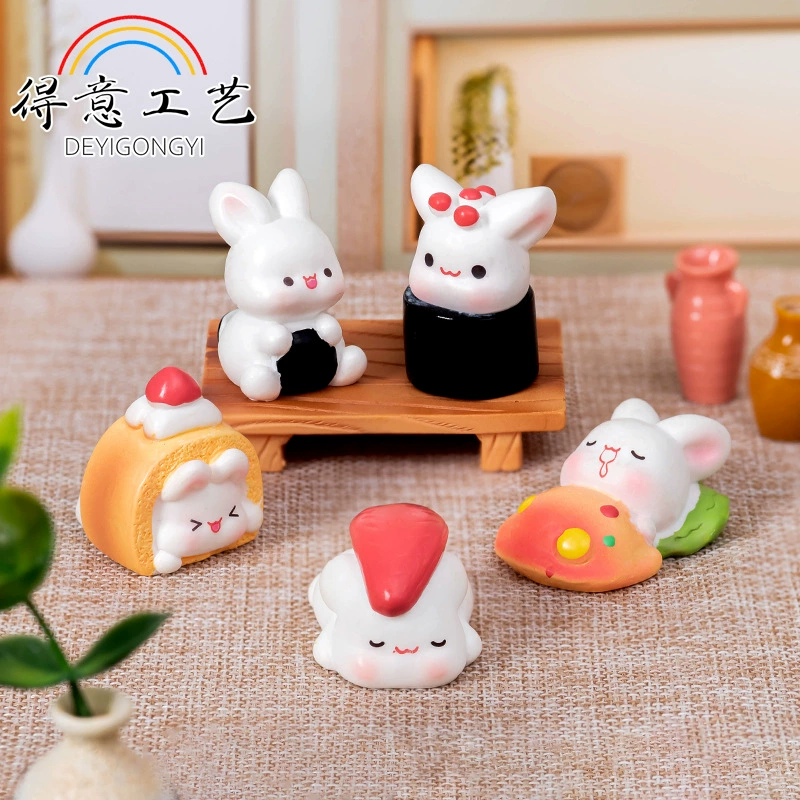 Микро-пейзаж, милый cartoon кролик, настольная Resin-декорация, ногтевая décoration, домашний декор