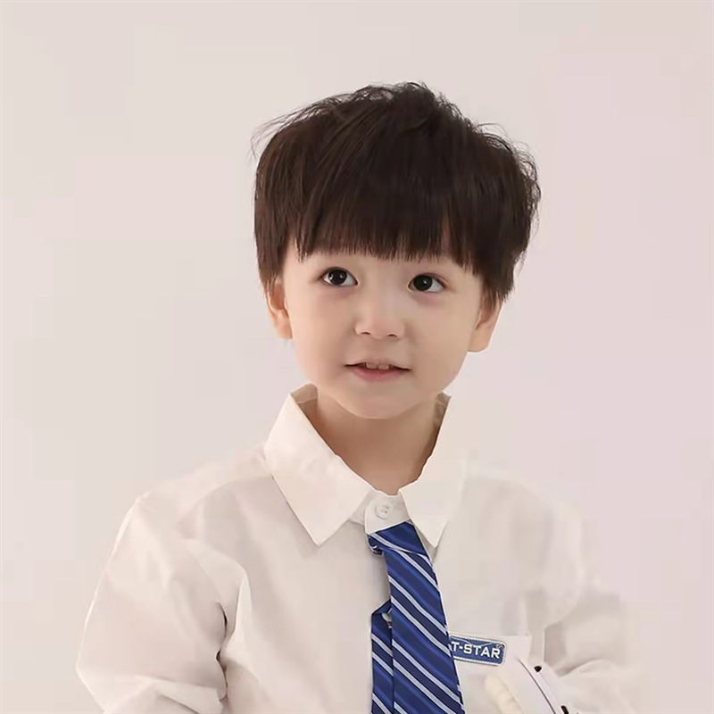 Children's Wig Boy Baby Photo Photo Short Hair Realistic齐 Bangs Black Straight Wig Full Headgear Manufacturer Wholesale