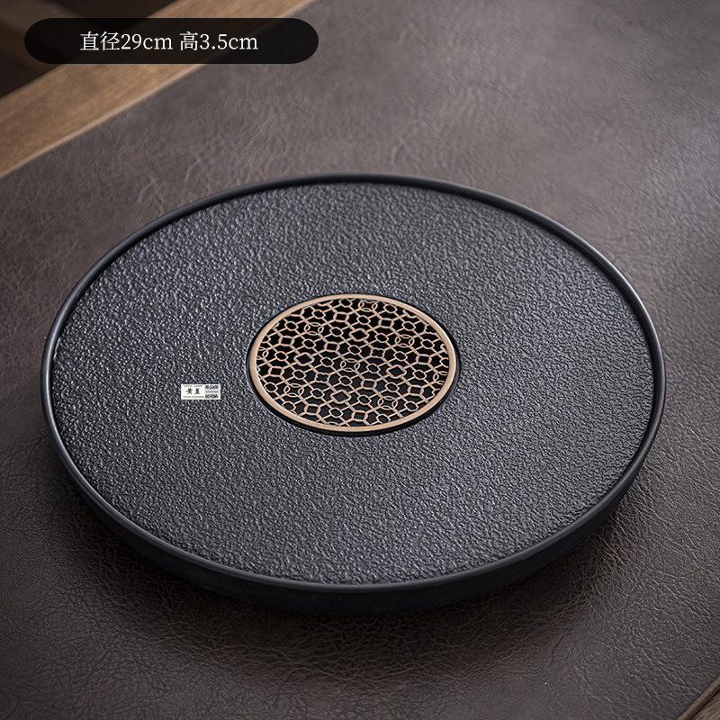 (대형) 라운드 모조 우진 차 트레이 29*29 [물 저장 차 트레이]