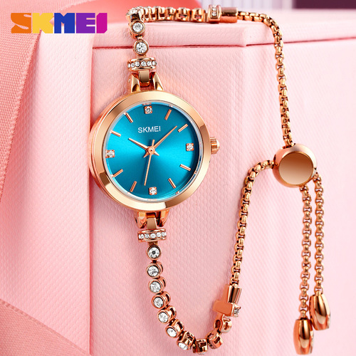 Shimei ladies creative bracelet-shaped watch, lightweight small round watch with diamonds for female students, waterproof and versatile quartz watch