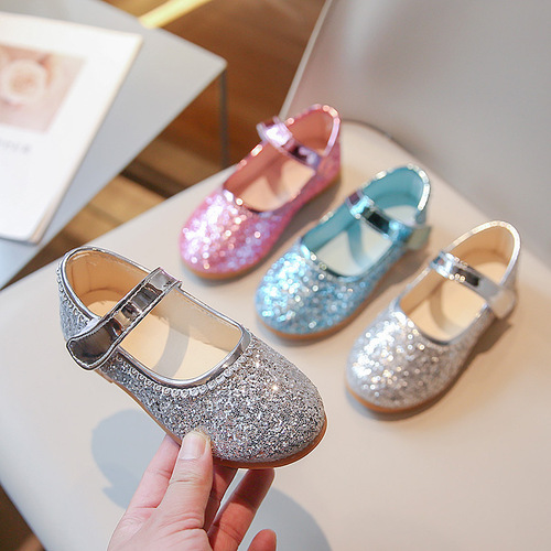 Elsa Princess Children's Fashion Soft Sole Dance High Heels for Little Girls with Sparkling Crystal Baby Shoes