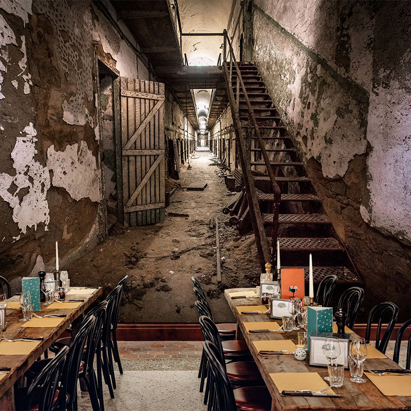 复古怀旧工业风墙纸3D立体空间延伸破旧废墟壁纸密室逃脱酒吧壁画