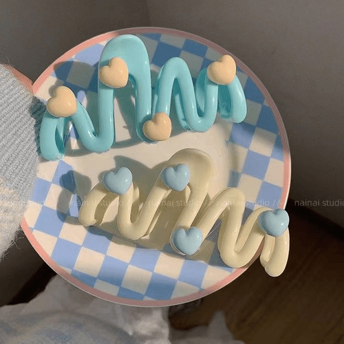 碎发波浪发夹子新款大号奶油色发卡后脑勺盘发鲨鱼少女发饰头饰