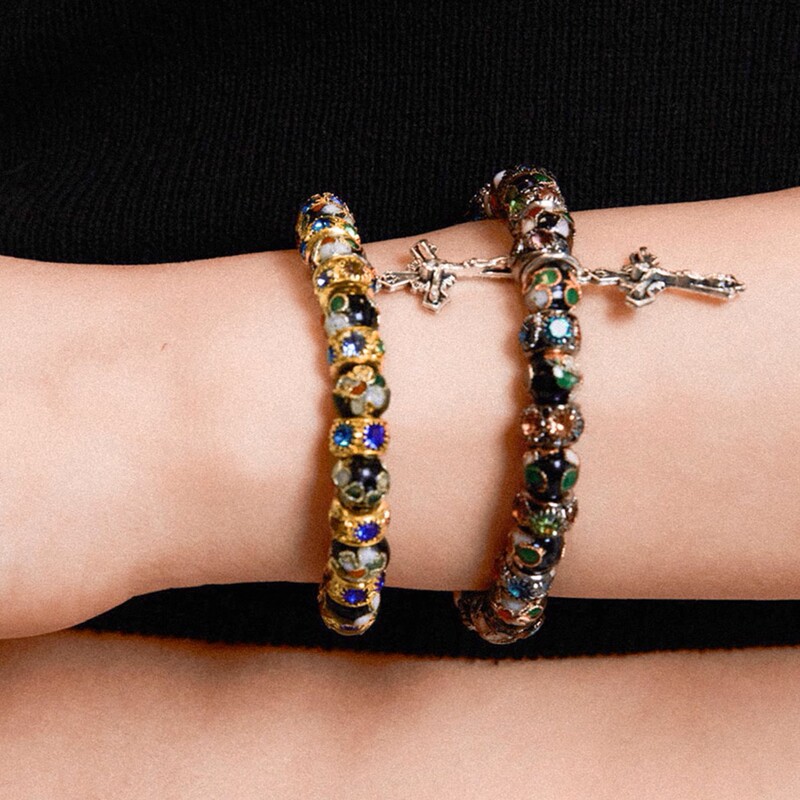 Sparkling Diamond Gemstone Handmade Cloisonné Bracelet Elastic Cord Unisex Cross-Border Supply Bracelet Jewelry Sparkling Diamond Gemstone Handmade Cloisonné Bracelet Elastic Cord Unisex Cross-Border Supply Bracelet Jewelry