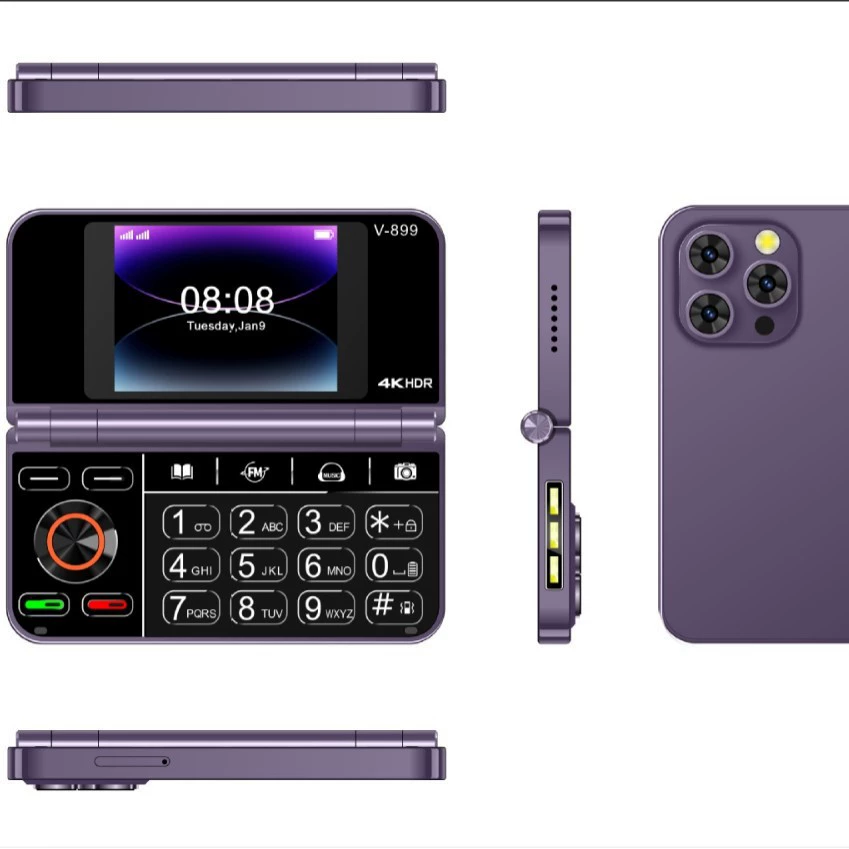 Cross-border V-899 side folding mobile phone non-intelligent 2G foreign language machine