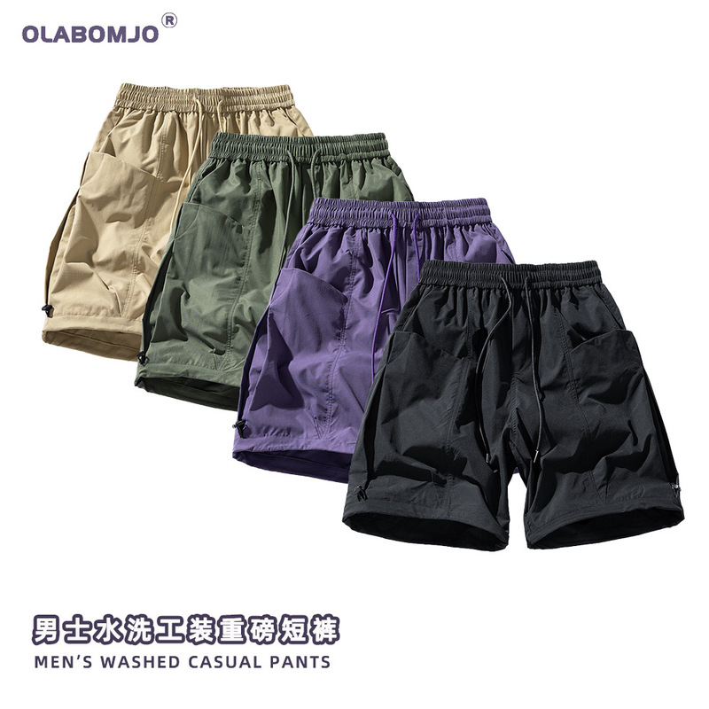 Ola Men's Spring and Autumn Outdoor Versatile Functional Multi-Pocket Casual Five-Point Pants Cargo Pants Solid Color Trendy Hot Style Ola Men's Spring and Autumn Outdoor Versatile Functional Multi-Pocket Casual Five-Point Pants Cargo Pants Solid Color Trendy Hot Style