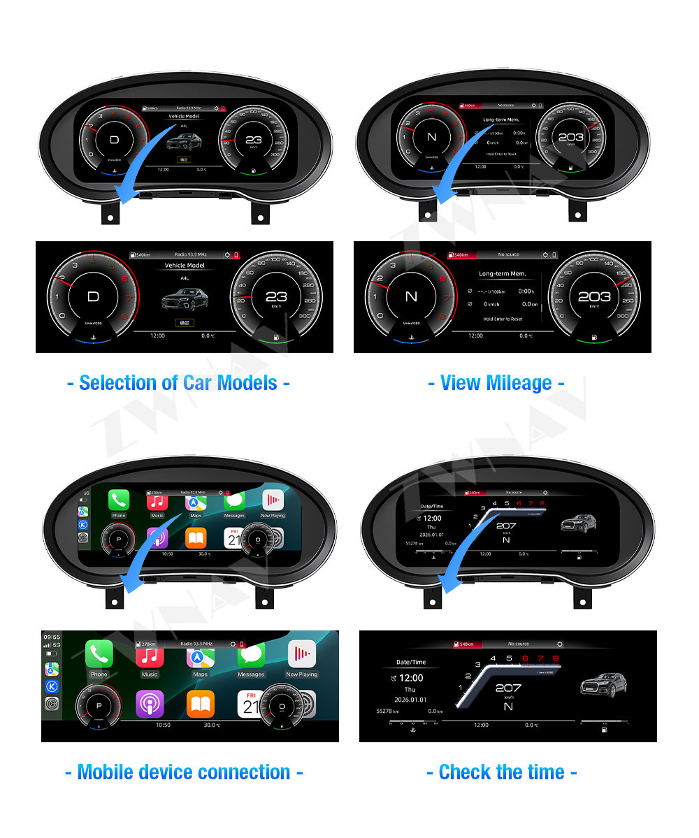 Suitable for 2013-2020 Audi Q2/A3 full LCD instrument cluster 10.9inch multifunctional car odometer