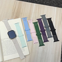 适用苹果表带Watch Ultra9876代se斜纹硅胶磁吸表带s10硅胶手表带