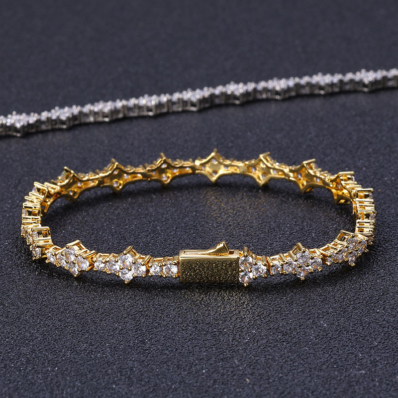 Unisex Gender Hip-Hop Rhombus Copper Diamond Zircon Unisex Necklace Men Chain Necklaces
