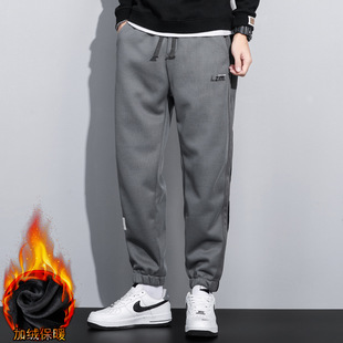 L608 | Large size men's winter New plus velvet knitted casual pants men's loose extra large size men's sports pants