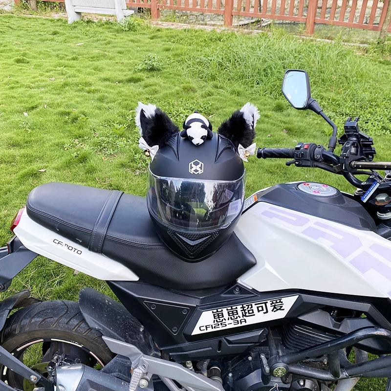 Universal Cute Helmet Decoration Plush Cat Ears Motorcycle Decor Accessories (Auto Parts and Accessories) - 3d-black-and-gray-cat-ears-no-tail-no-panda-no-helmet