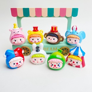 Solid Color 3D Circus Cub Resin Cute Cartoon Figurine DIY Accessory Pendant Live Blind
