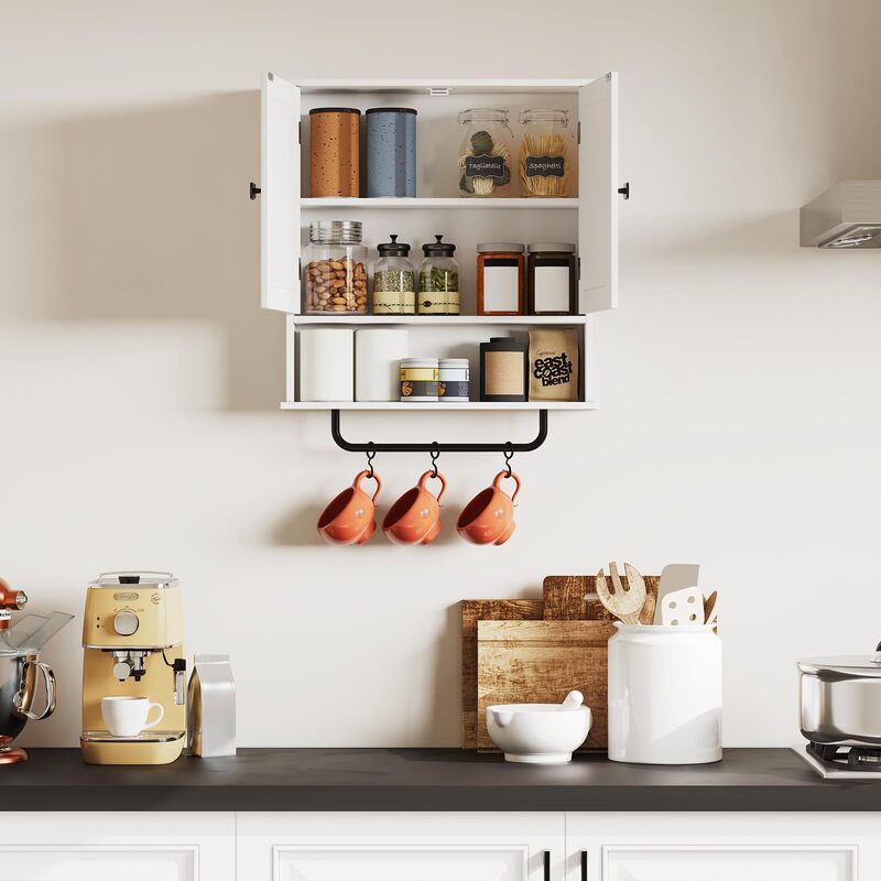 Factory Hot-Selling Bathroom Wall-Mounted Medicine Cabinet, with Towel Bar, Storage Cabinet Above the Toilet, Double-Door Design