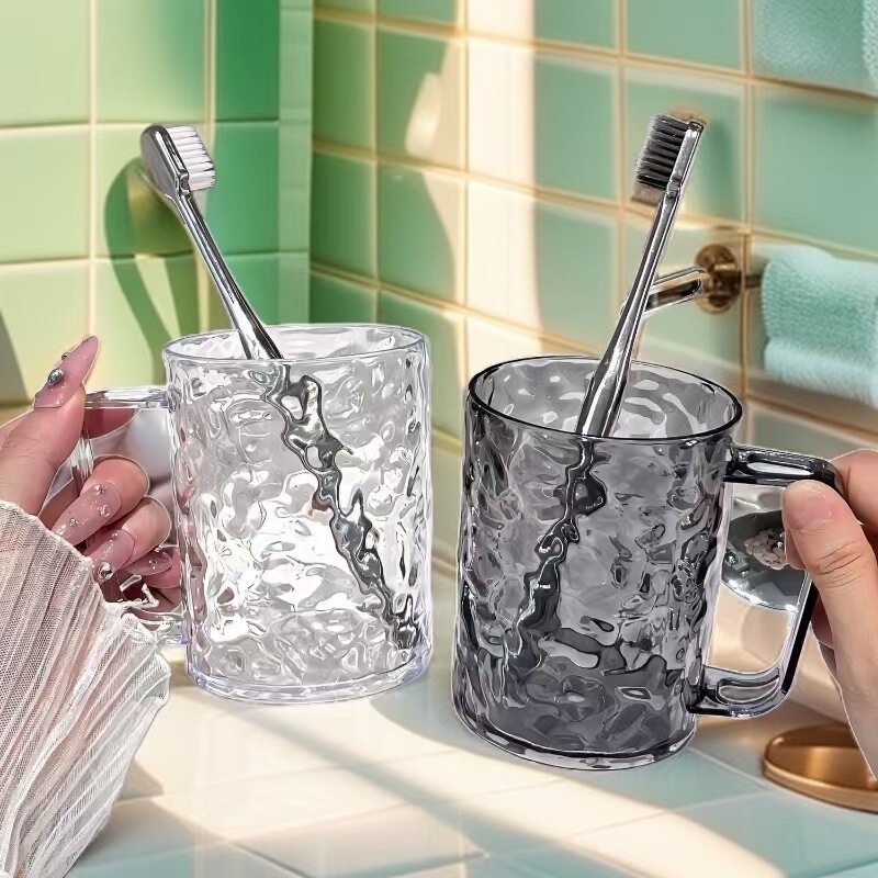 透明な軽い高級ハイエンド歯ブラシカップカップルマウスウォッシュカップ歯ブラシカップ家庭用氷河パターンシンプルな歯ブラシカップ|undefined