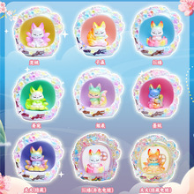 卡通可爱摆件花韵九尾狐小灯盲盒古风潮玩摆件创意公仔手办批发