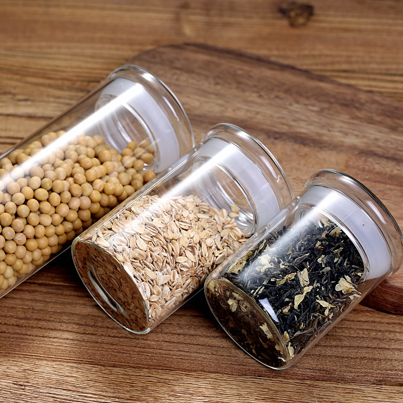 Frascos rectos de vidrio para almacenar hojas de té, frutas secas, refrigerios, dulces, granos de café, con sellado hermético para conservación, hechos de vidrio de borosilicato alto.