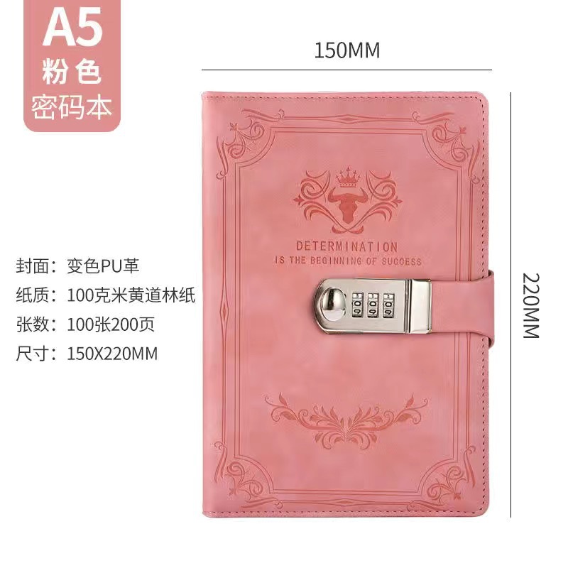 A5 retro contraseña libro con bloqueo diario engrosada contraseña estudiante libreta papelería cuaderno al por mayor