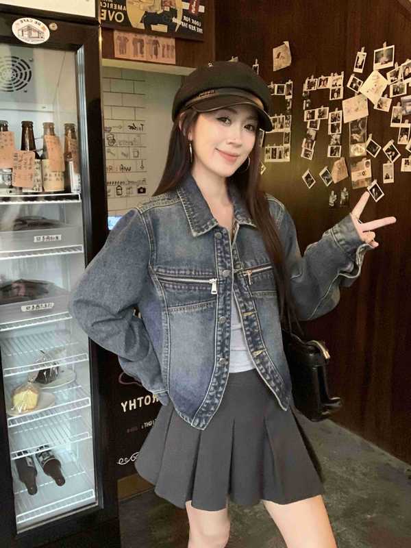 港风ins小个子夹克外套女2025春秋新款宽松显瘦开衫外搭牛仔上衣|undefined