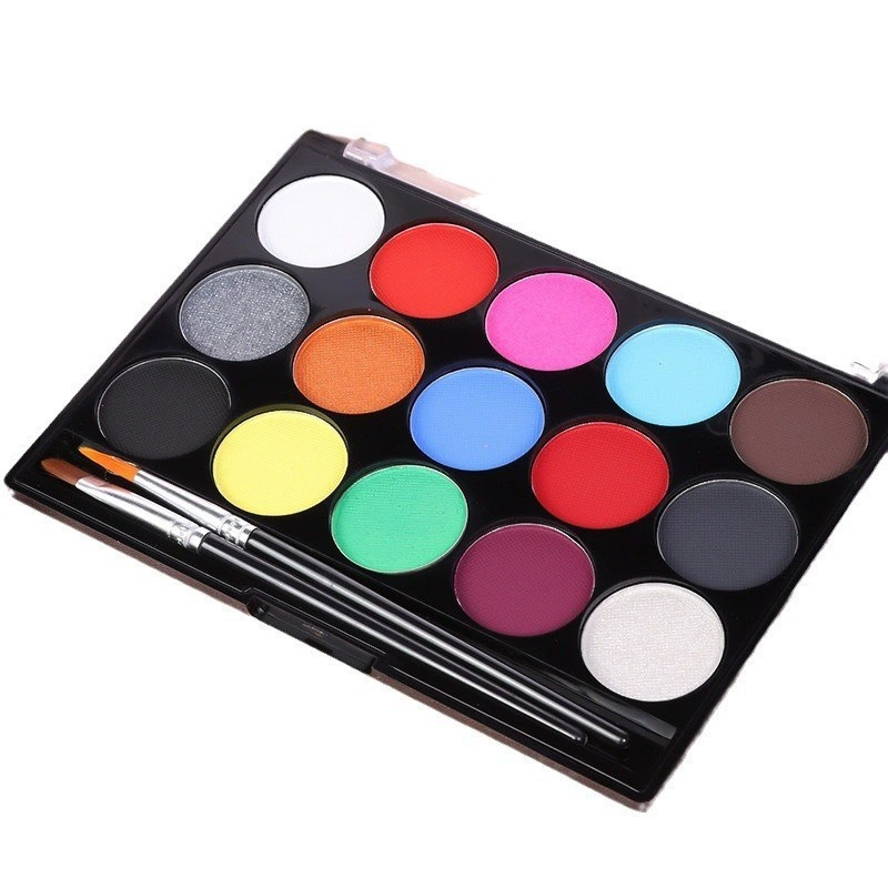 Cross -border fluorescent 15 -color water -soluble human body painted Halloween World Cup fans quickly dry face color pigment hot sale