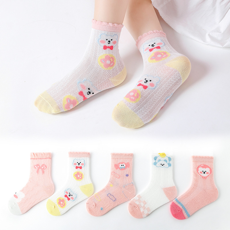 Calcetines de los niños delgados de la historieta de las muchachas del verano para 1-12 años Calcetines de los hombres y de las mujeres del algodón del color sólido de la malla del mediados de becerro