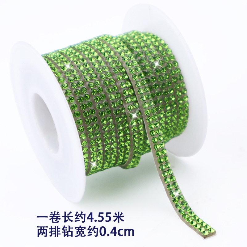 Tiras de diamantes de imitación de doble fila al por mayor con adhesivo, pegatinas de diamantes autoadhesivas, accesorios de ropa DIY, tiras de diamantes de imitación, accesorios de cristal, pegatinas de diamantes
