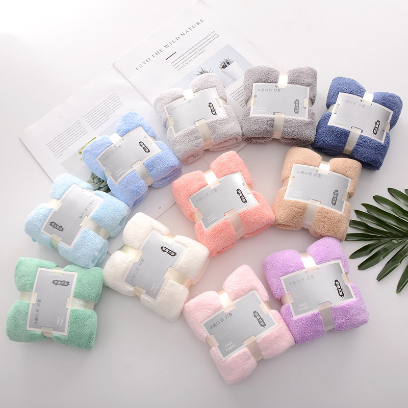 Wholesale Ribbon Souvenir Towel Thickened Absorbent Coral Velvet Adult Face Washcloth Company Gift Towel