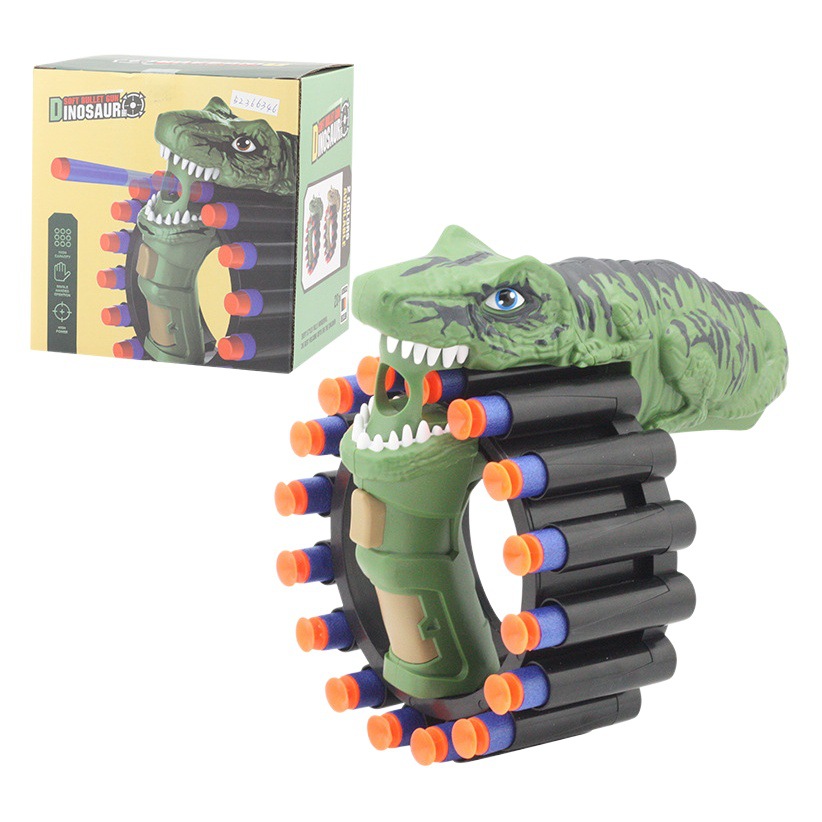 Transfronterizo Amazon niños dinosaurio pulsera manual continua pistola de bala suave tiro bala suave pistola de juguete fábrica al por mayor