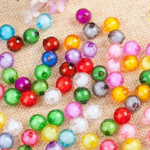 亚克力地球面穿孔珠中珠切面圆珠混色塑料DIY手工饰品配件珠子